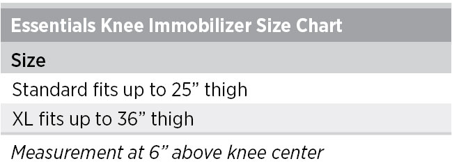 Essentials Knee Immobilizer Sizing Chart