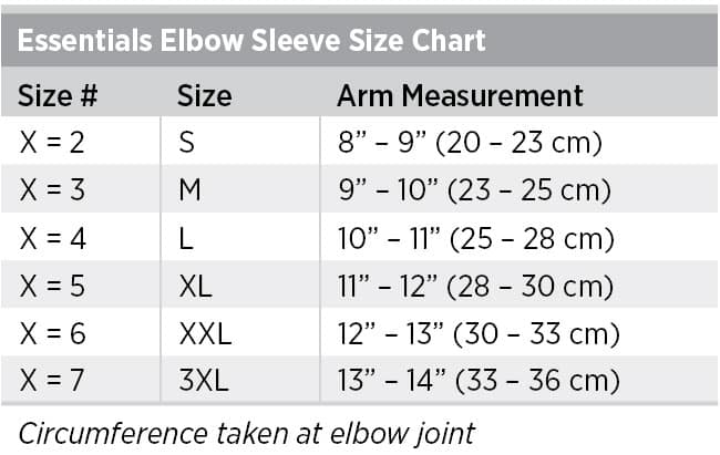 Elbow Sleeve Sizing Chart